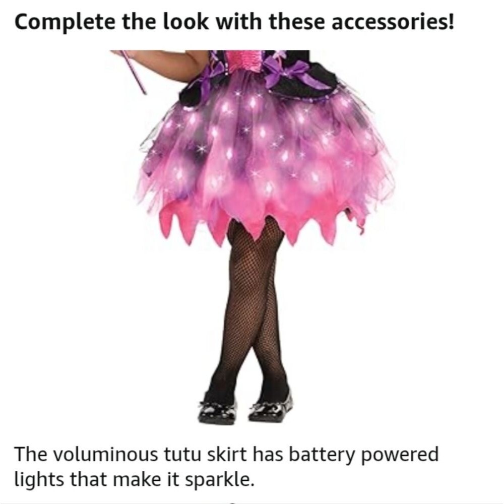 amscan Light-Up Sparkle Witch Costume, Includes Dress Hat & Wand Size Medium NWT - Picture 4 of 8